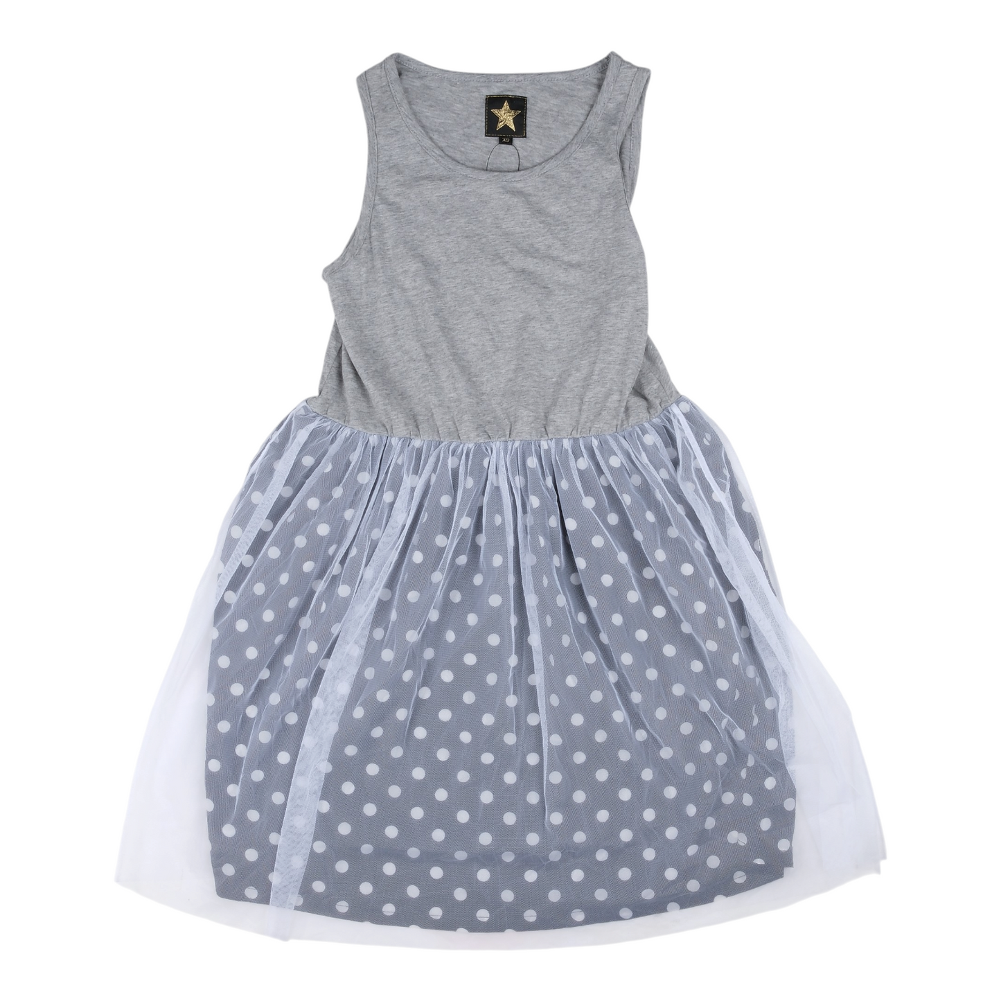 20471120 Hyoma Grey Polka Dot Tulle Mini Dress