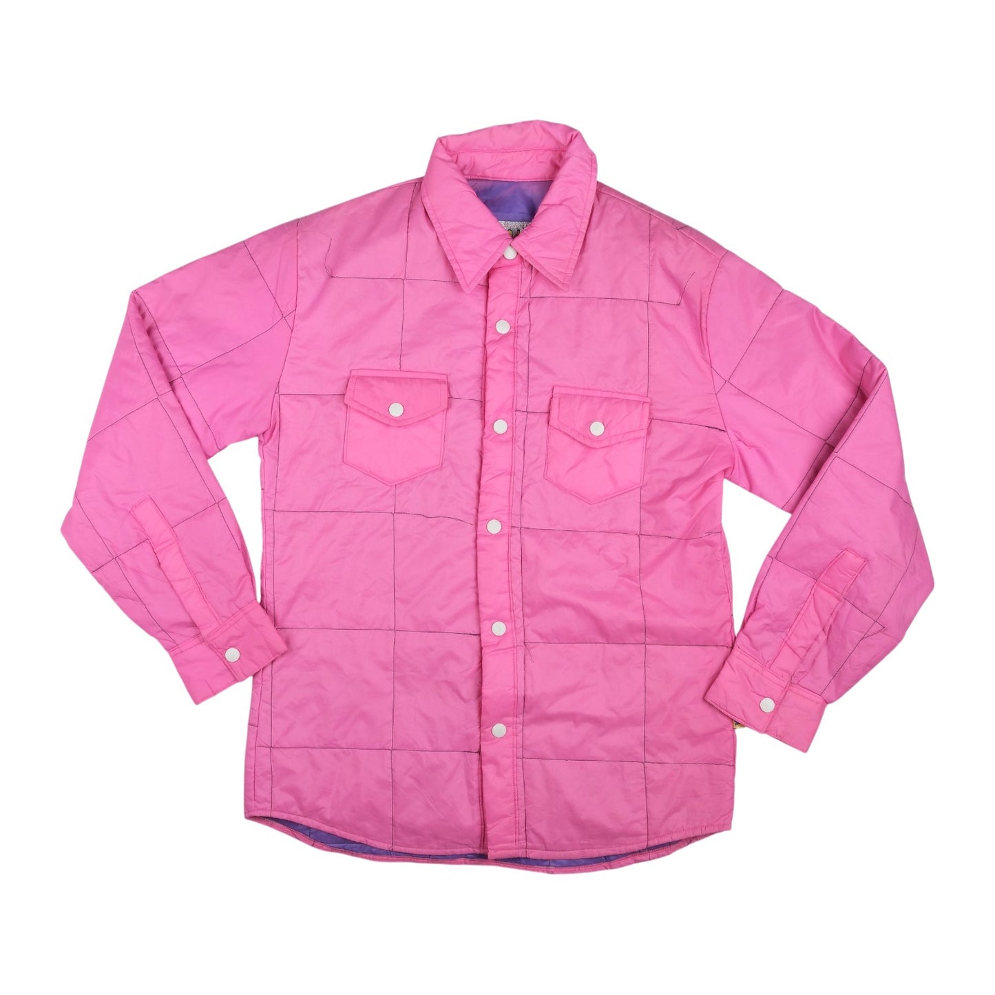 W< Pink Quilted Snap-Button Shirt Jacket