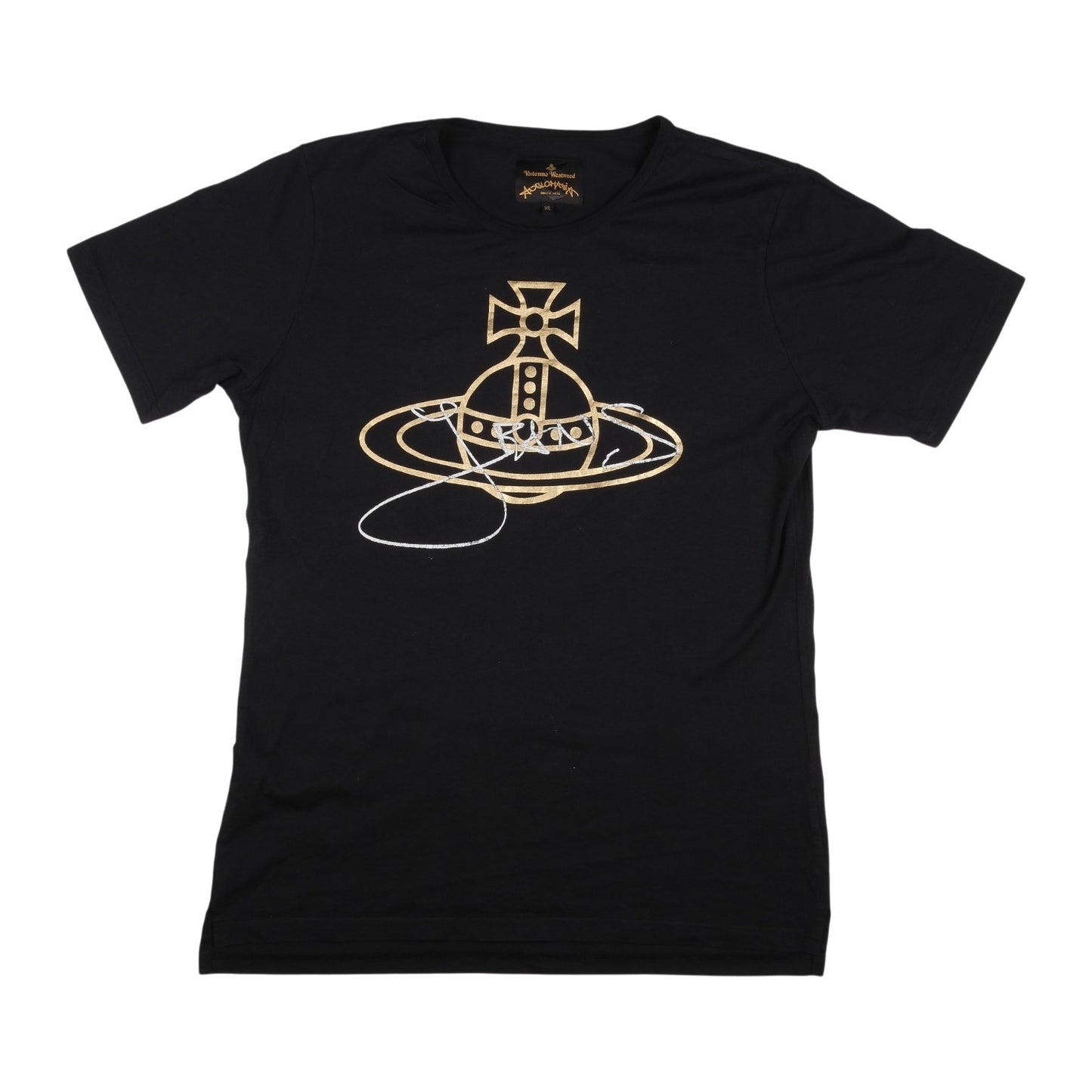 Vivienne Westwood Anglomania Gold Foil Jeans Orb T-shirt Black