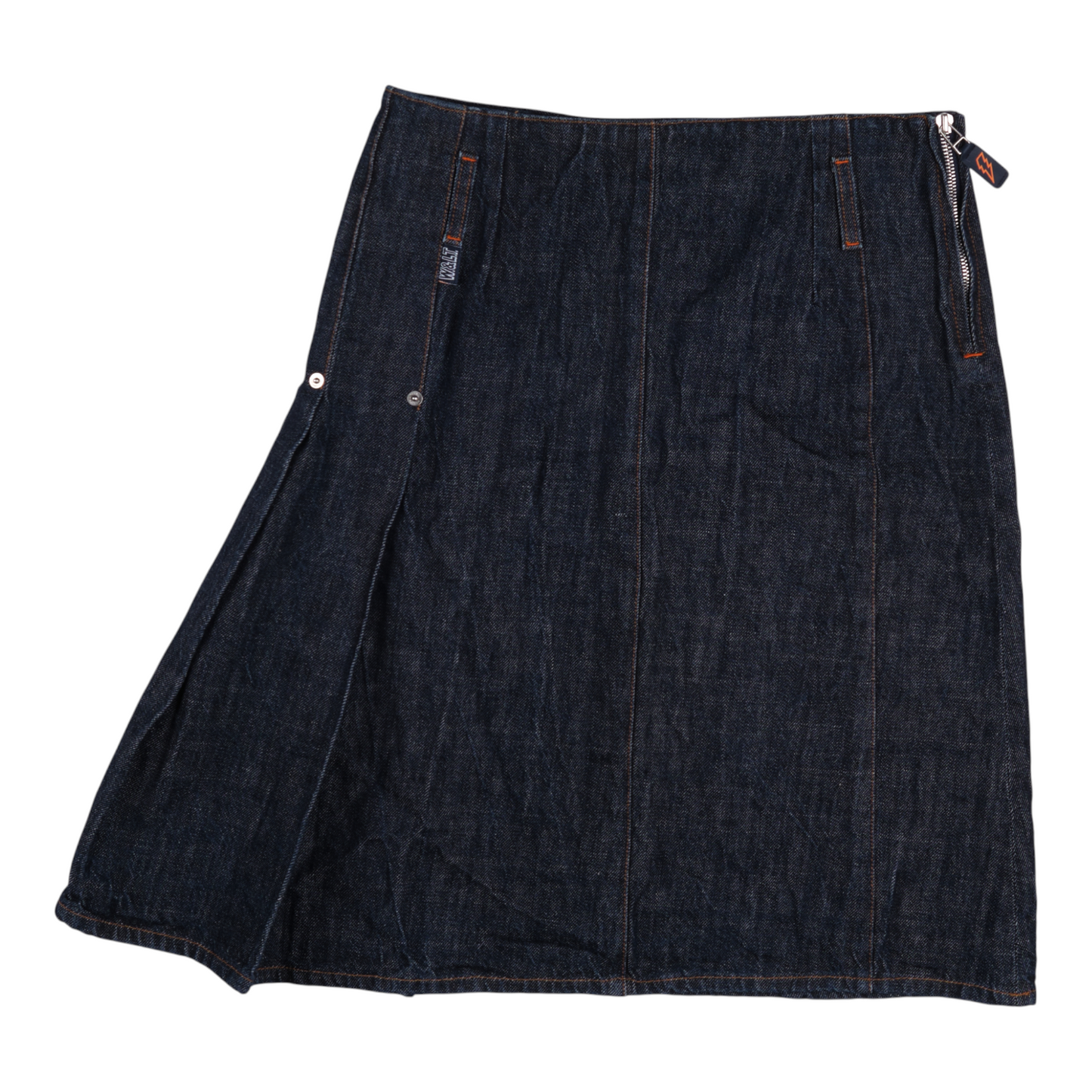 W< Pleated Denim Skirt – Dark Wash