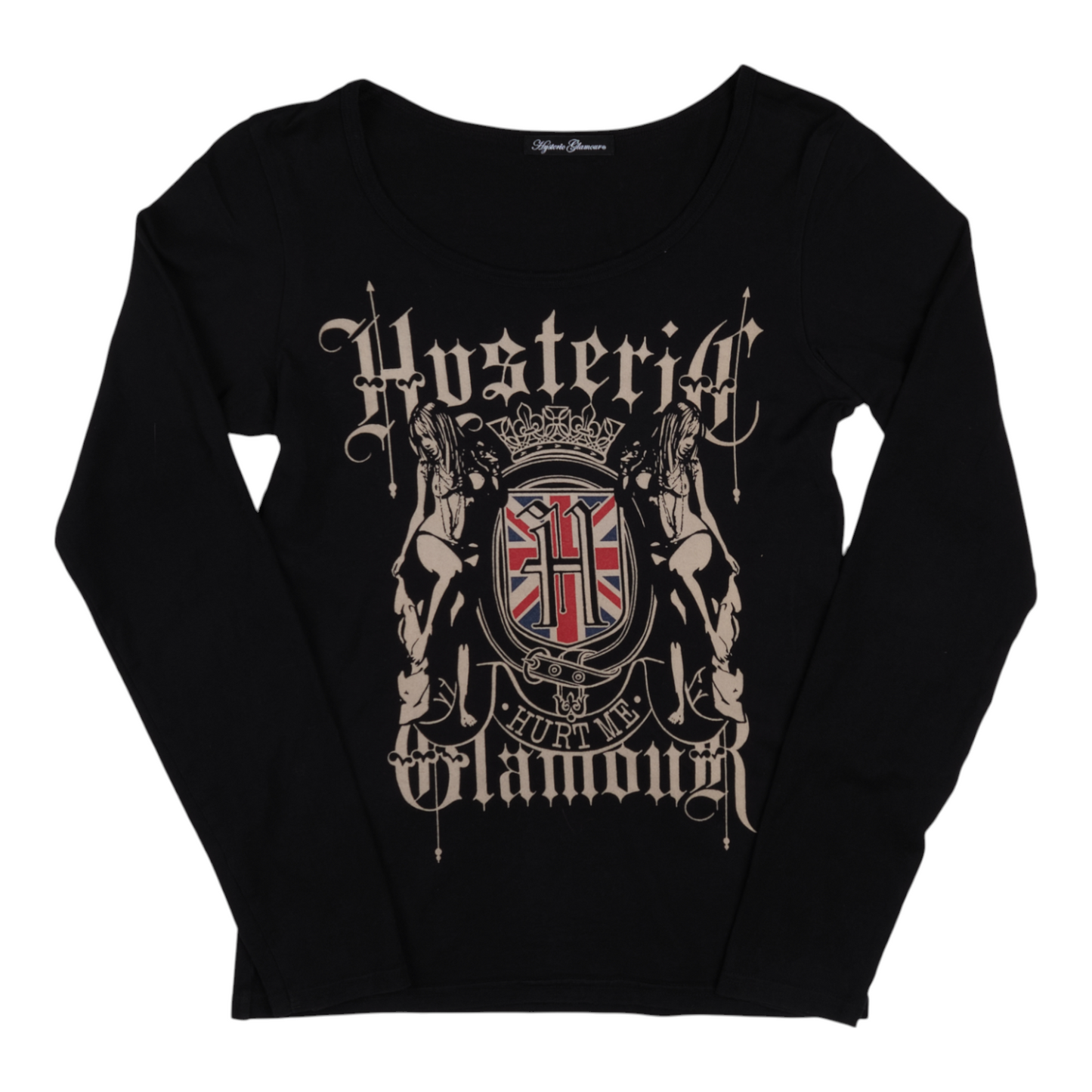 Hysteric Glamour “Hurt Me” Crest Scoop Neck Long Sleeve Tee