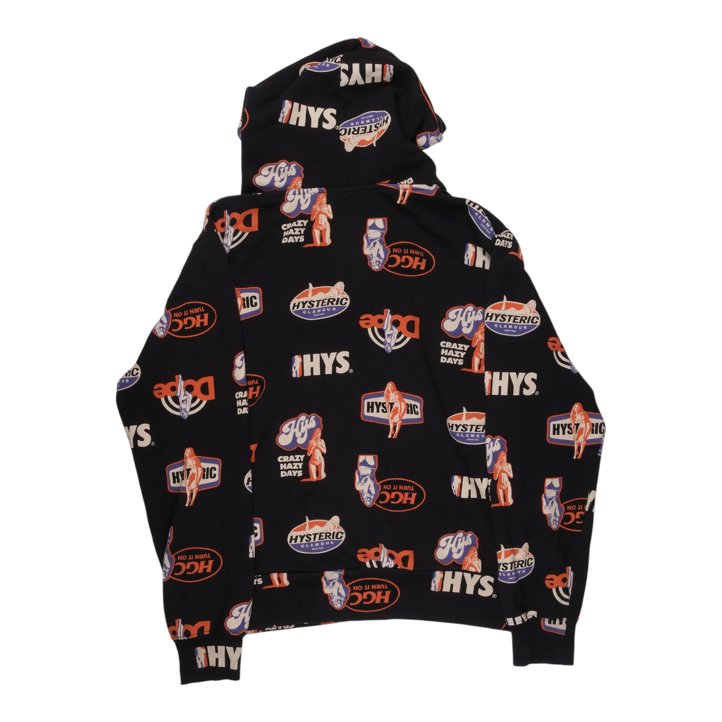 Hysteric Glamour All-Over Print Logo Hoodie Black