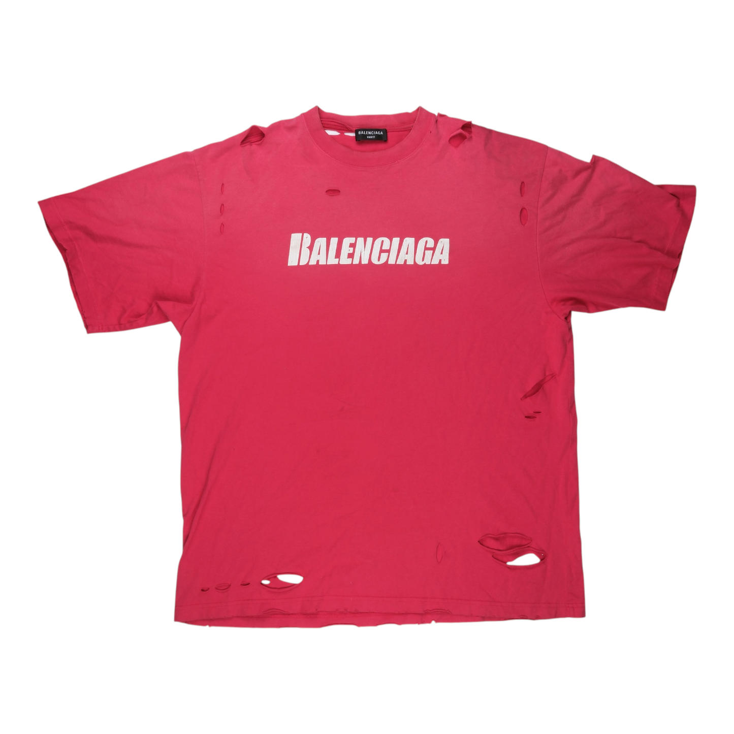 Balenciaga Distressed Logo Red T-Shirt