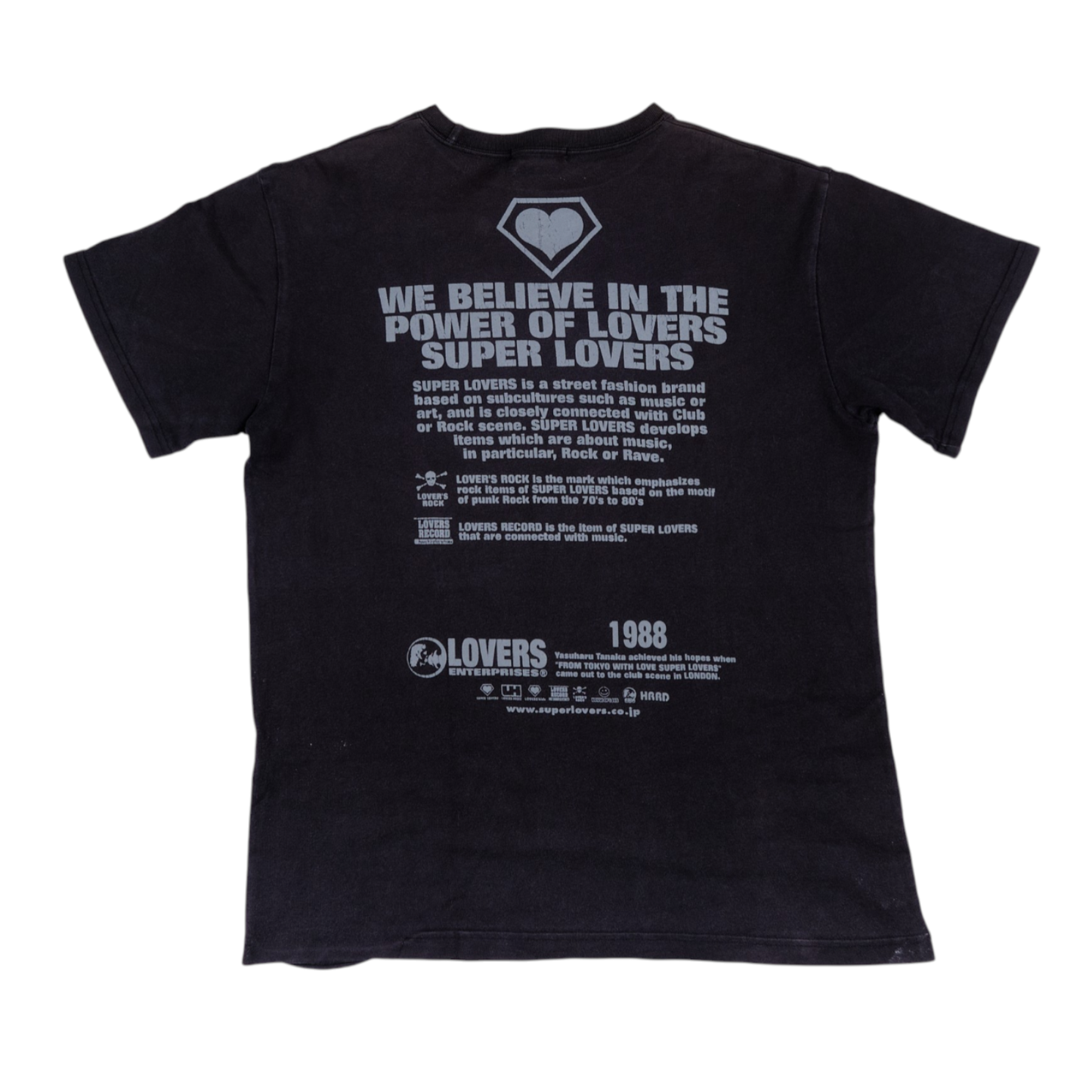 Super Lovers "Love Is The Message" Heart Logo Black Tee