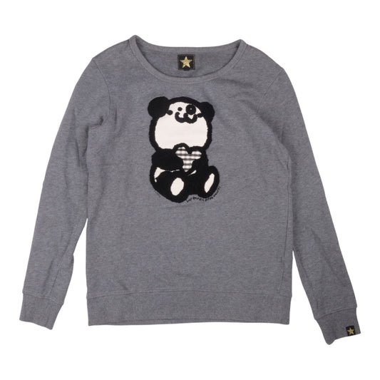 20471120 Hyoma Panda Bear Appliqué Grey Sweatshirt