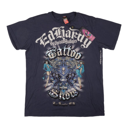 Ed Hardy Tattoo Show Los Angeles CA Navy Graphic Tee