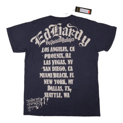 Ed Hardy Tattoo Show Los Angeles CA Navy Graphic Tee