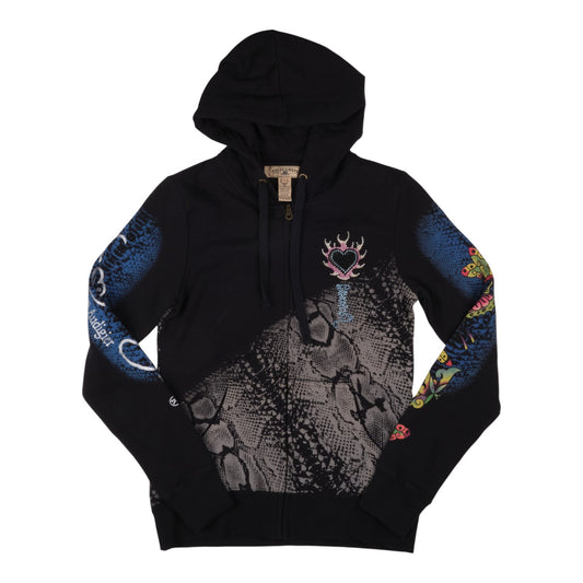 Ed Hardy Love Kills Slowly Rhinestone Black Hoodie