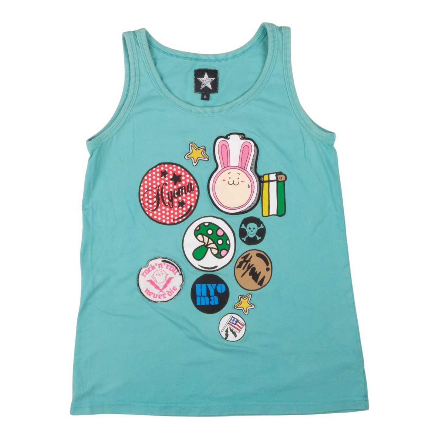20471120 Hyoma "Rock 'N' Roll Never Die" Turquoise Tank Top