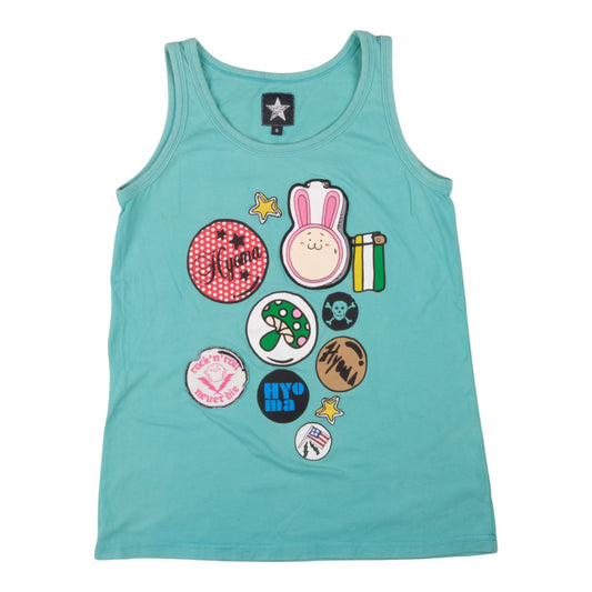20471120 Hyoma "Rock 'N' Roll Never Die" Turquoise Tank Top