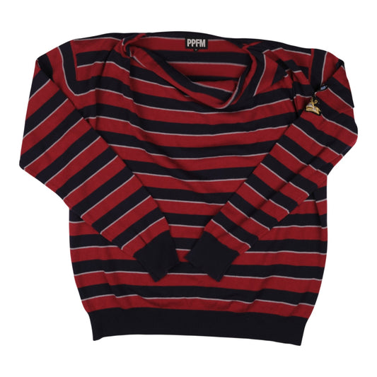 PPFM "69 No Way" Striped Red & Navy Knit Sweater