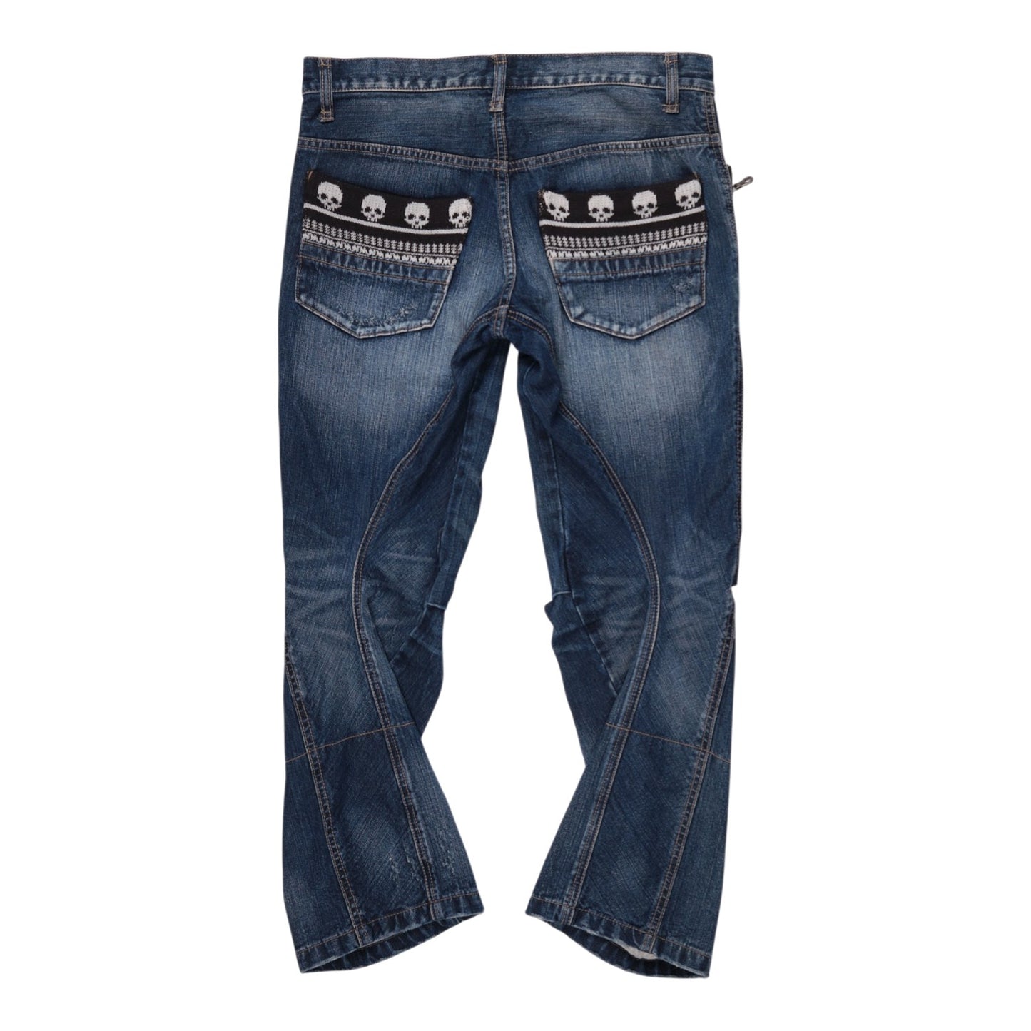 PPFM Skull Knit Pocket Flare Jeans