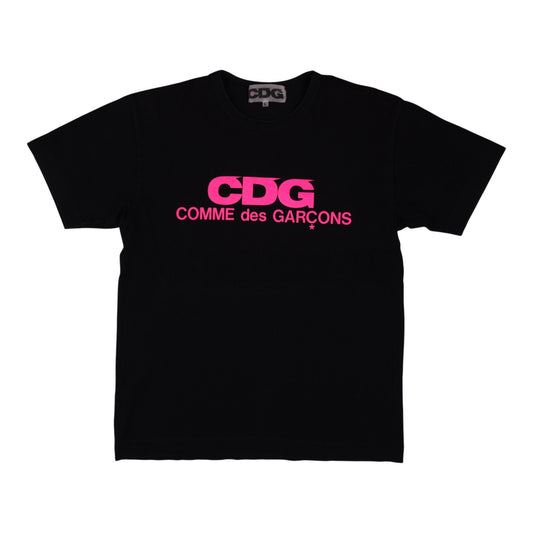 Comme Des Garçons CDG Pink Logo Black Tee