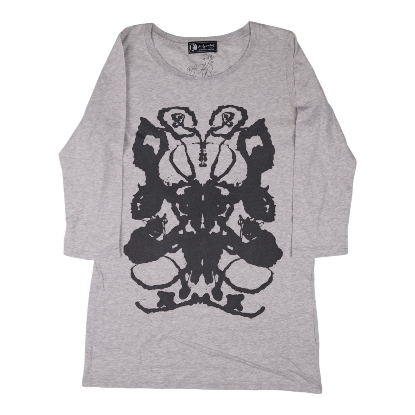 Hysteric Glamour x Andy Warhol Rorschach Inkblot Print Grey 3/4 Sleeve Tee