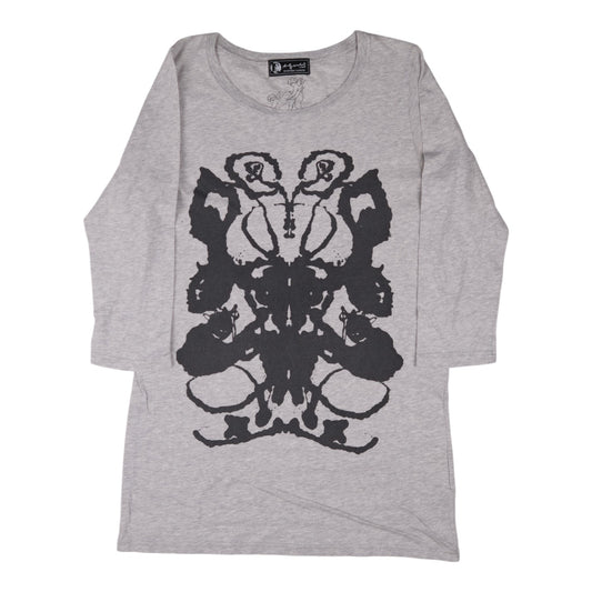 Hysteric Glamour x Andy Warhol Rorschach Inkblot Print Grey 3/4 Sleeve Tee