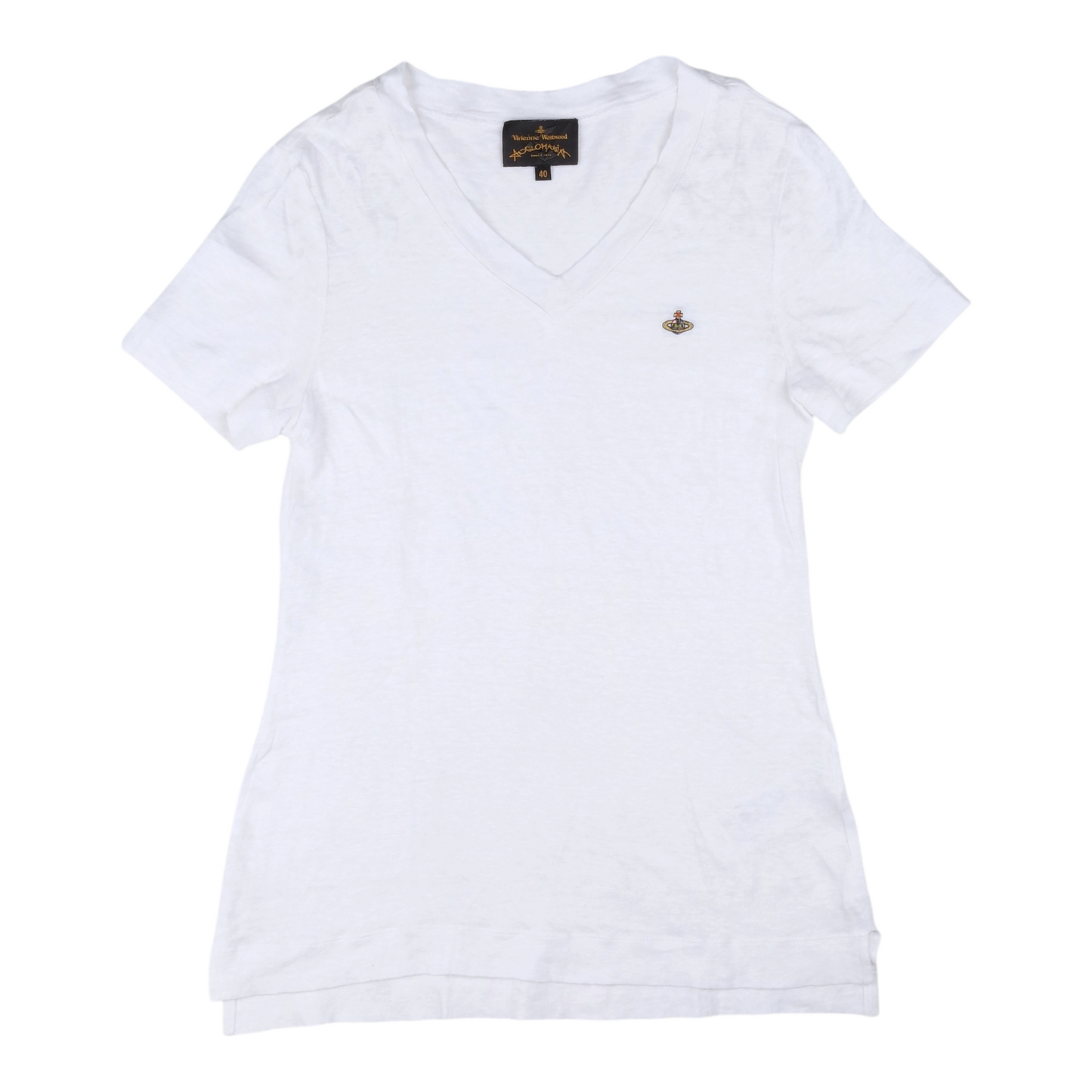 Vivienne Westwood Anglomania Orb V-Neck White Tee
