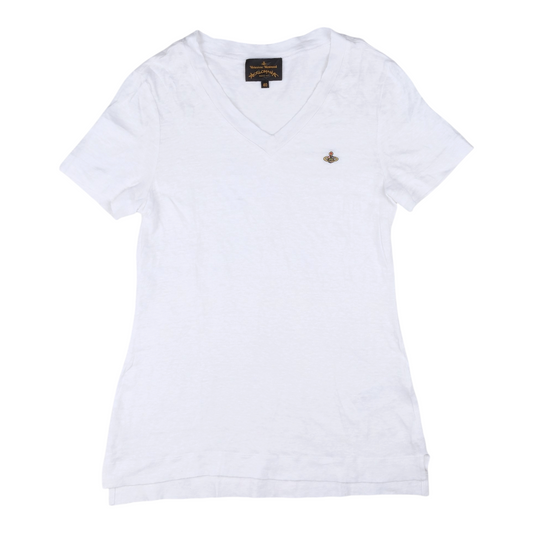 Vivienne Westwood Anglomania Orb V-Neck White Tee