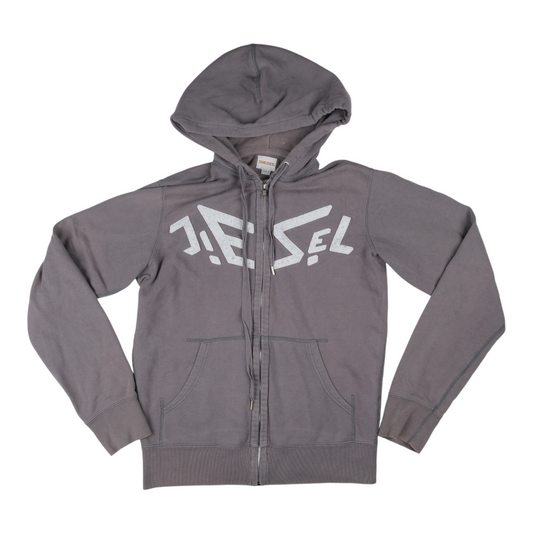 Diesel Logo Grey Zip Hoodie