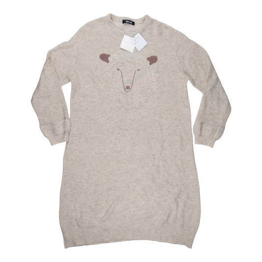Né-net Sheep Face Appliqué Knit Dress Beige