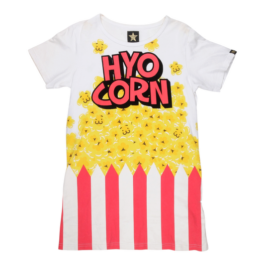 20471120 Hyoma "Hyo Corn" Popcorn Print White Tee Dress