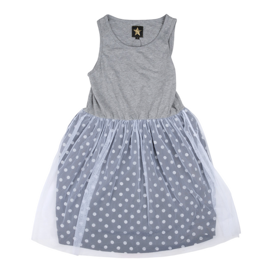 20471120 Hyoma Grey Polka Dot Tulle Mini Dress
