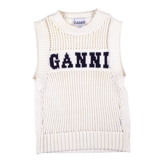 GANNI Chunky Knit Logo Sweater Vest