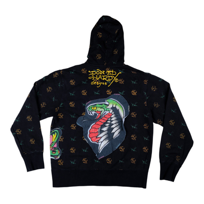 Ed Hardy Eagle & Snake Patchwork Zip Hoodie