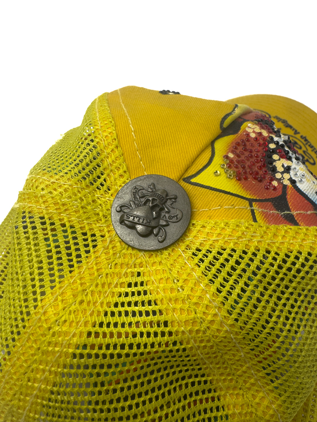 Ed Hardy Rhinestone Yellow Trucker Cap