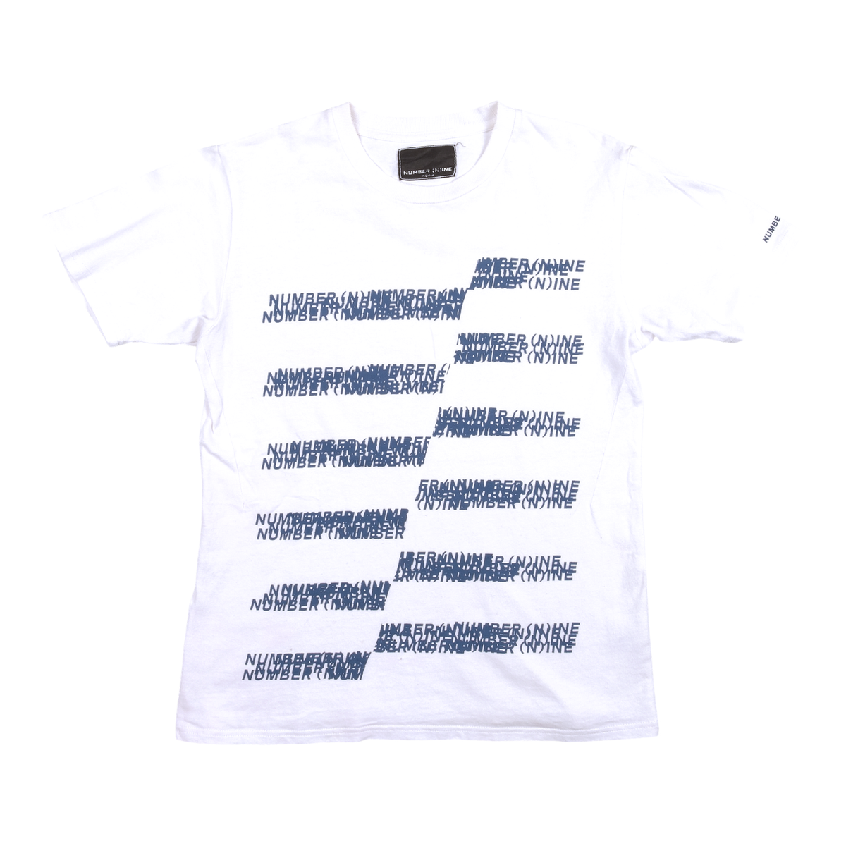 Number (N)ine Repeated Text Print White Tee