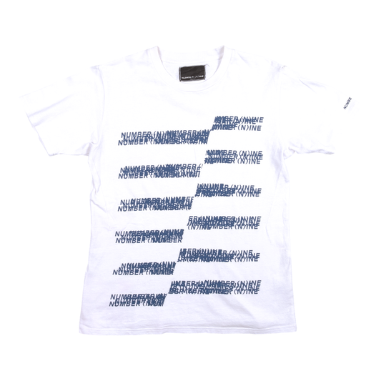Number (N)ine Repeated Text Print White Tee
