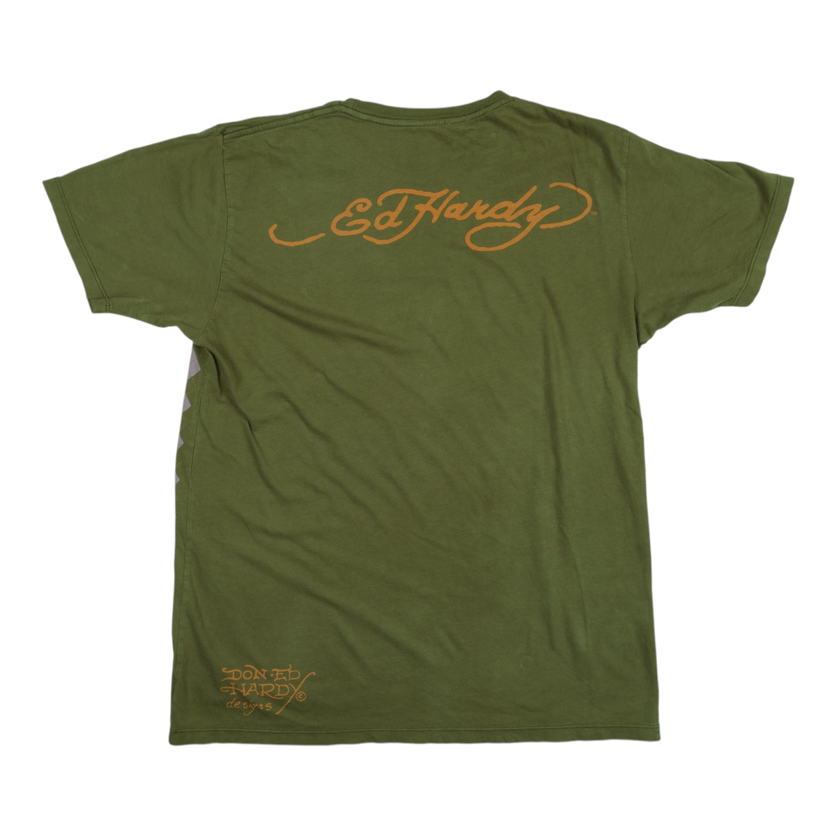 Ed Hardy Tiger Head Argyle Olive Tee
