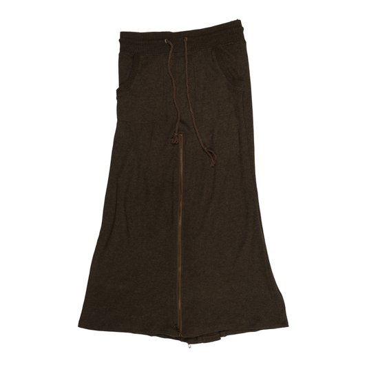 goa Drawstring Brown Fleece Maxi Skirt