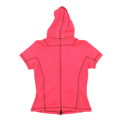 FÖTUS Neon Pink Mesh Hooded Short Sleeve Zip Top