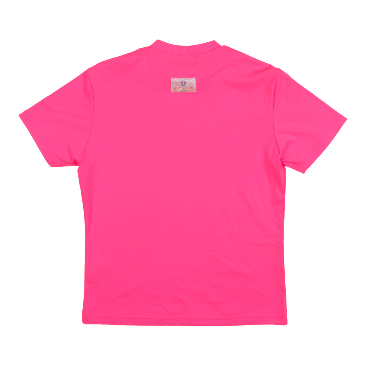 FÖTUS Neon Pink Diamond Logo Tee with Silver Shoulder Stripes