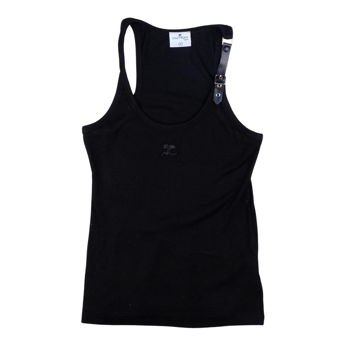 Courrèges Buckle Strap Ribbed Tank Top