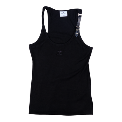 Courrèges Buckle Strap Ribbed Tank Top