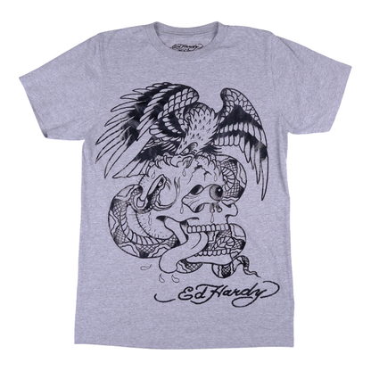 Ed Hardy Eagle & Snake Skull Grey Tee