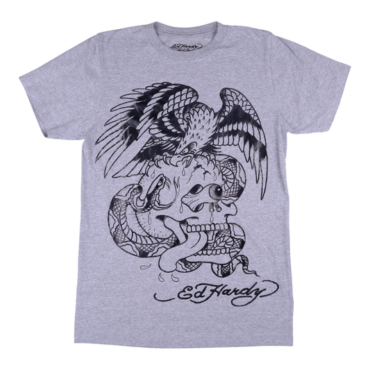 Ed Hardy Eagle & Snake Skull Grey Tee
