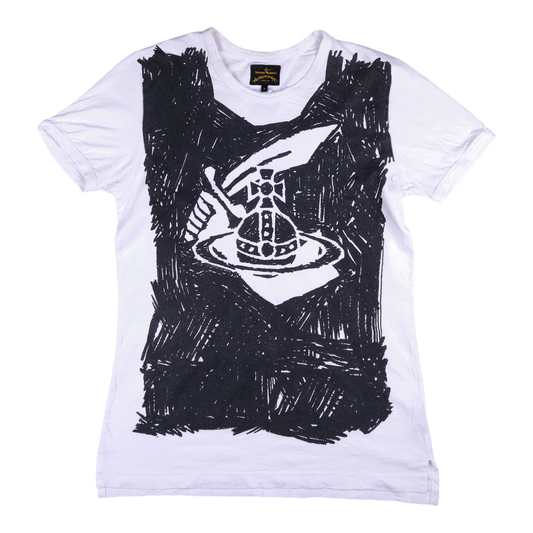 Vivienne Westwood Anglomania Scribble Orb "1970" White Tee