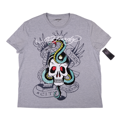 Ed Hardy Skull & Snake New York City Grey Tee