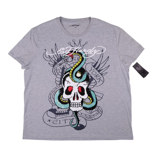 Ed Hardy Skull & Snake New York City Grey Tee