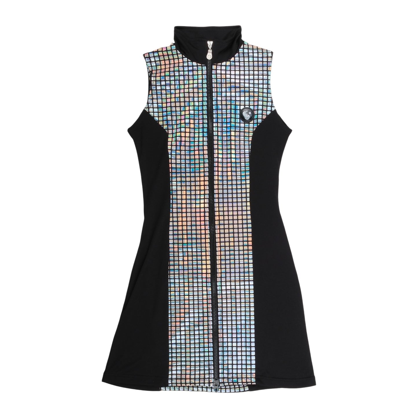 FÖTUS Holographic Disco Grid Mini Dress