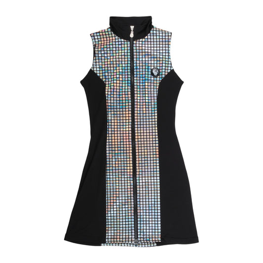 FÖTUS Holographic Disco Grid Mini Dress