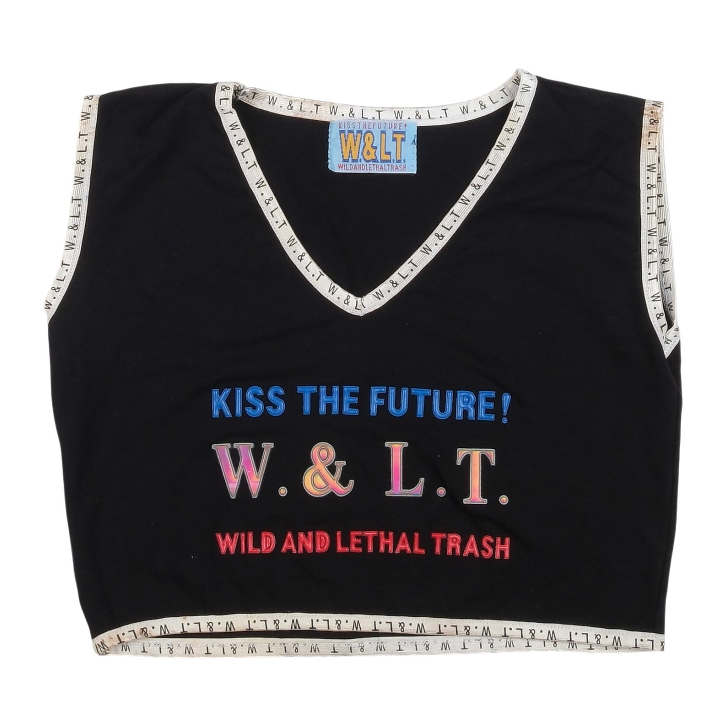 W&LT Multicolour 3D Kiss The Future Cropped Vest