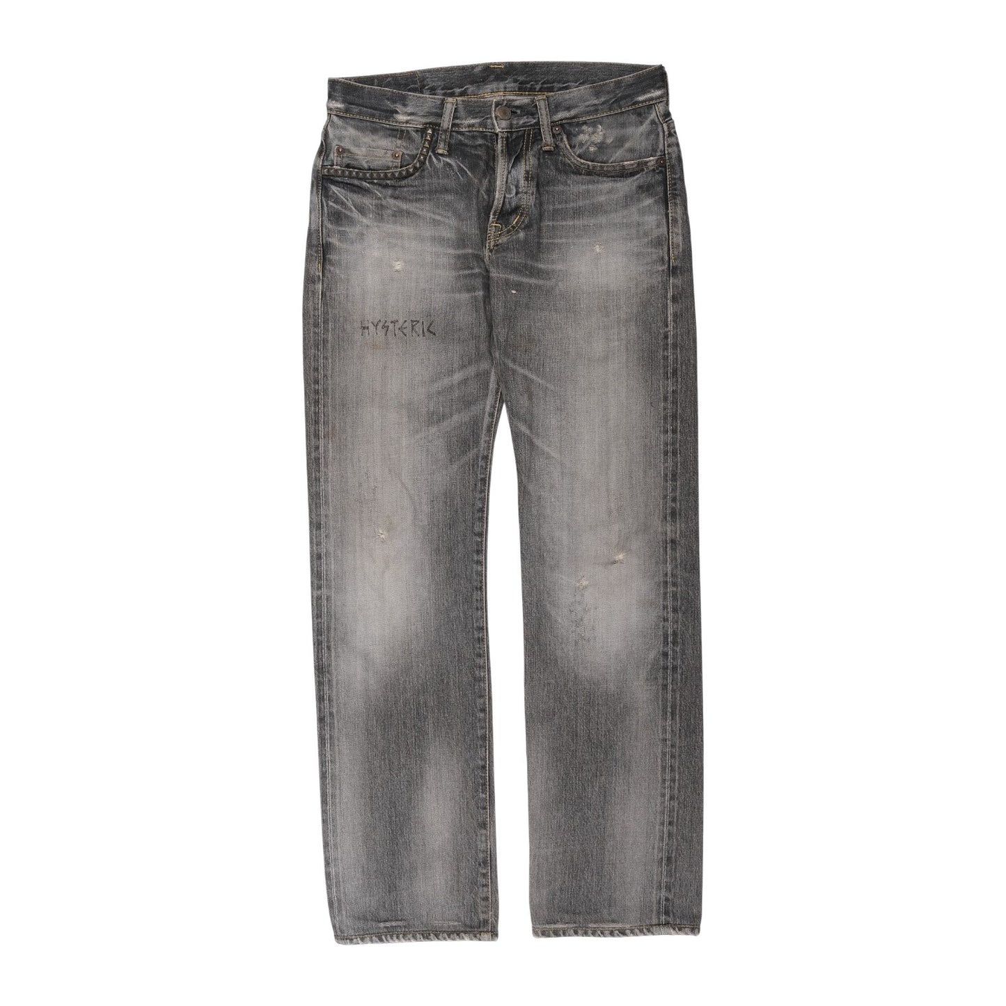 Hysteric Glamour Straight Leg Grey Distressed Jeans