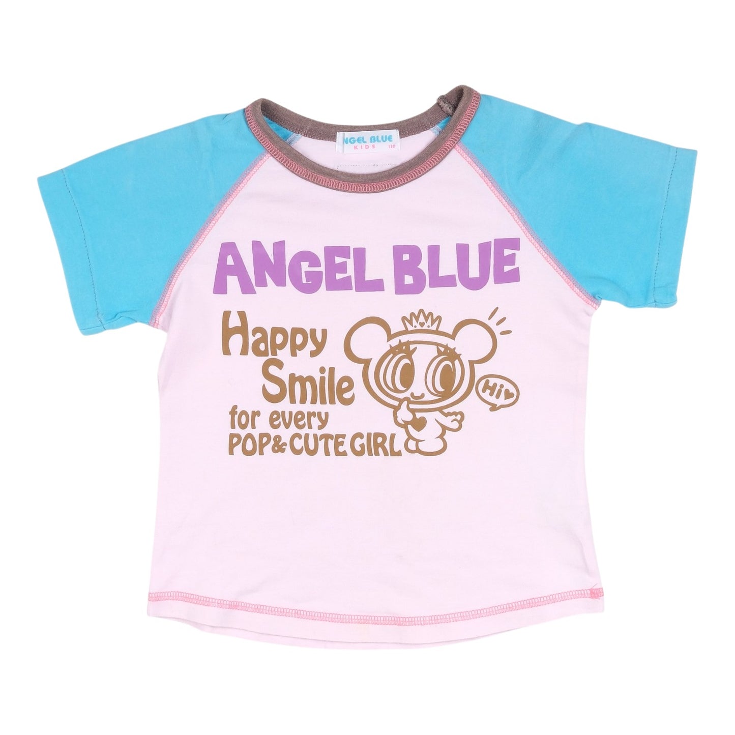 Angel Blue Kids "Happy Smile" Graphic Raglan Tee Pink