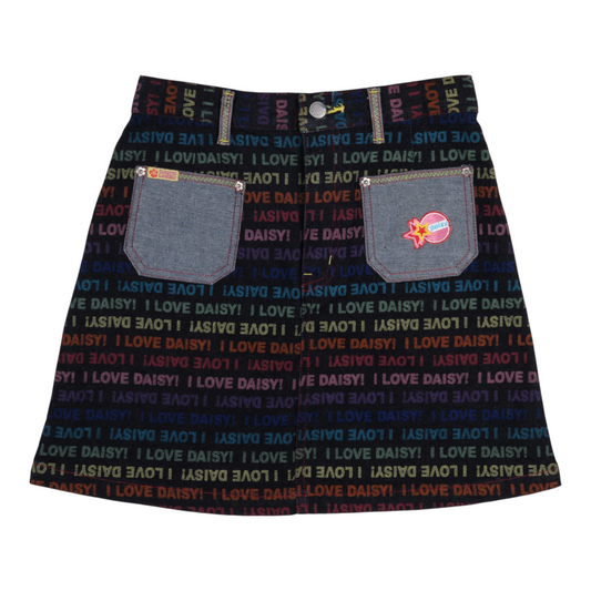 Daisy Lovers “I LOVE DAISY!” Rainbow Denim Skirt
