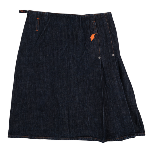W&LT Pleated Denim Skirt – Dark Wash