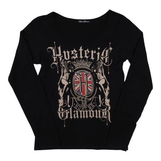 Hysteric Glamour “Hurt Me” Crest Scoop Neck Long Sleeve Tee