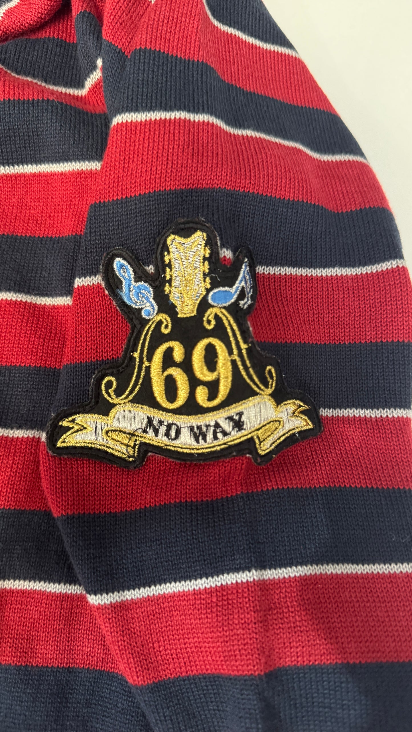 PPFM "69 No Way" Striped Red & Navy Knit Sweater